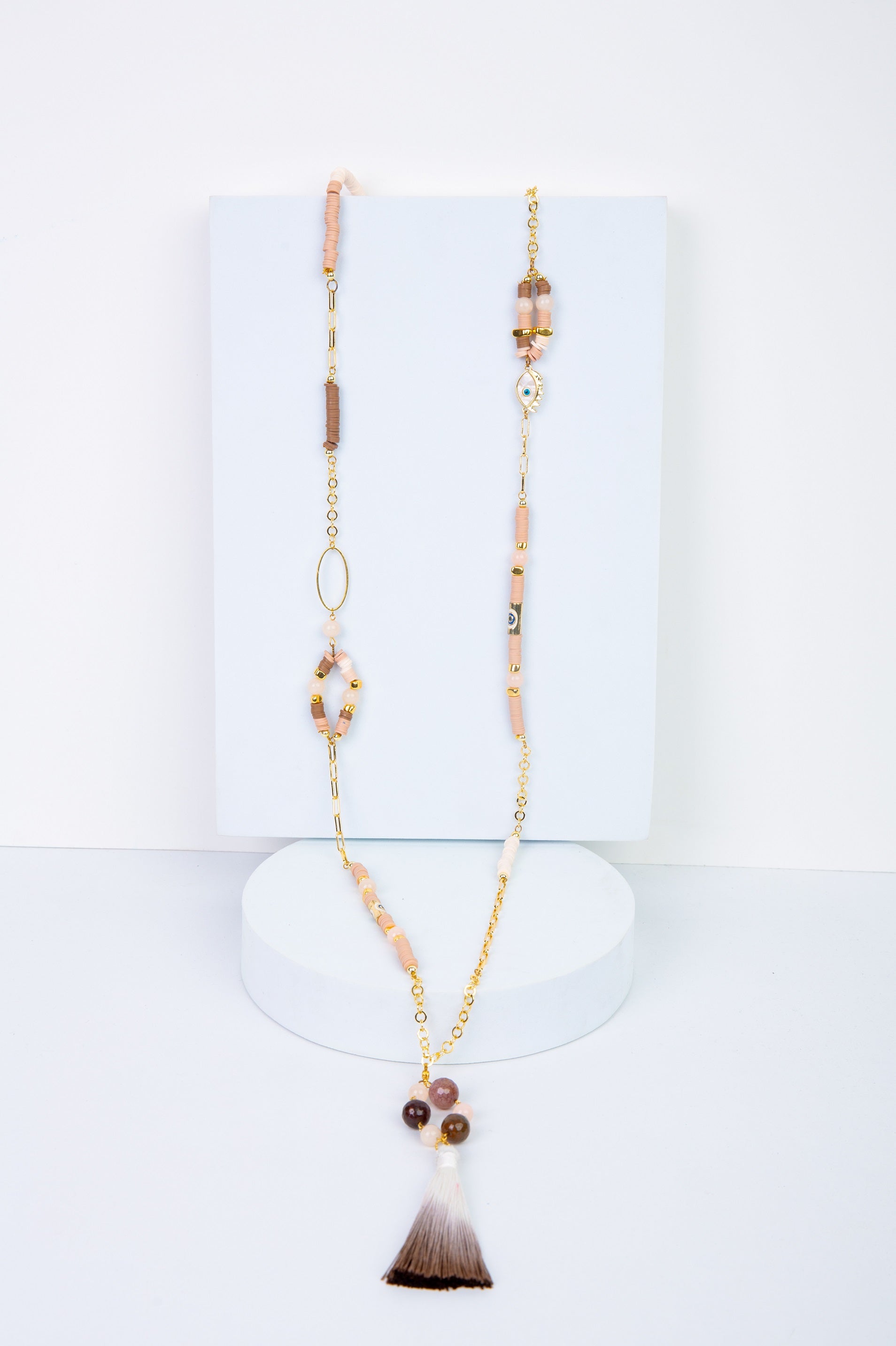 Aura-T Necklace in 
Nude Beige + Brown + Nude Pink