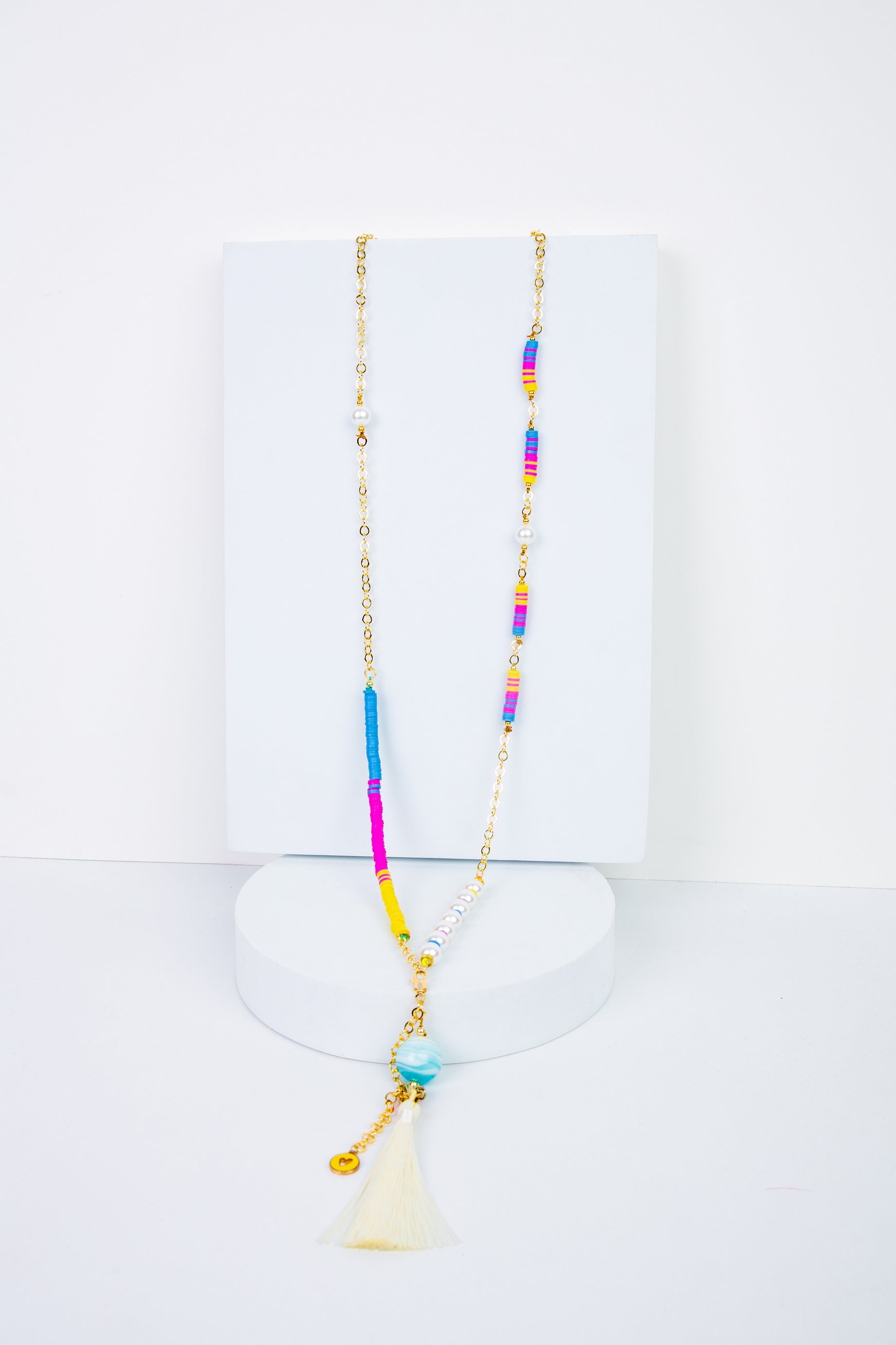 Aura-T Necklace in 
Blue + Yellow + Pink