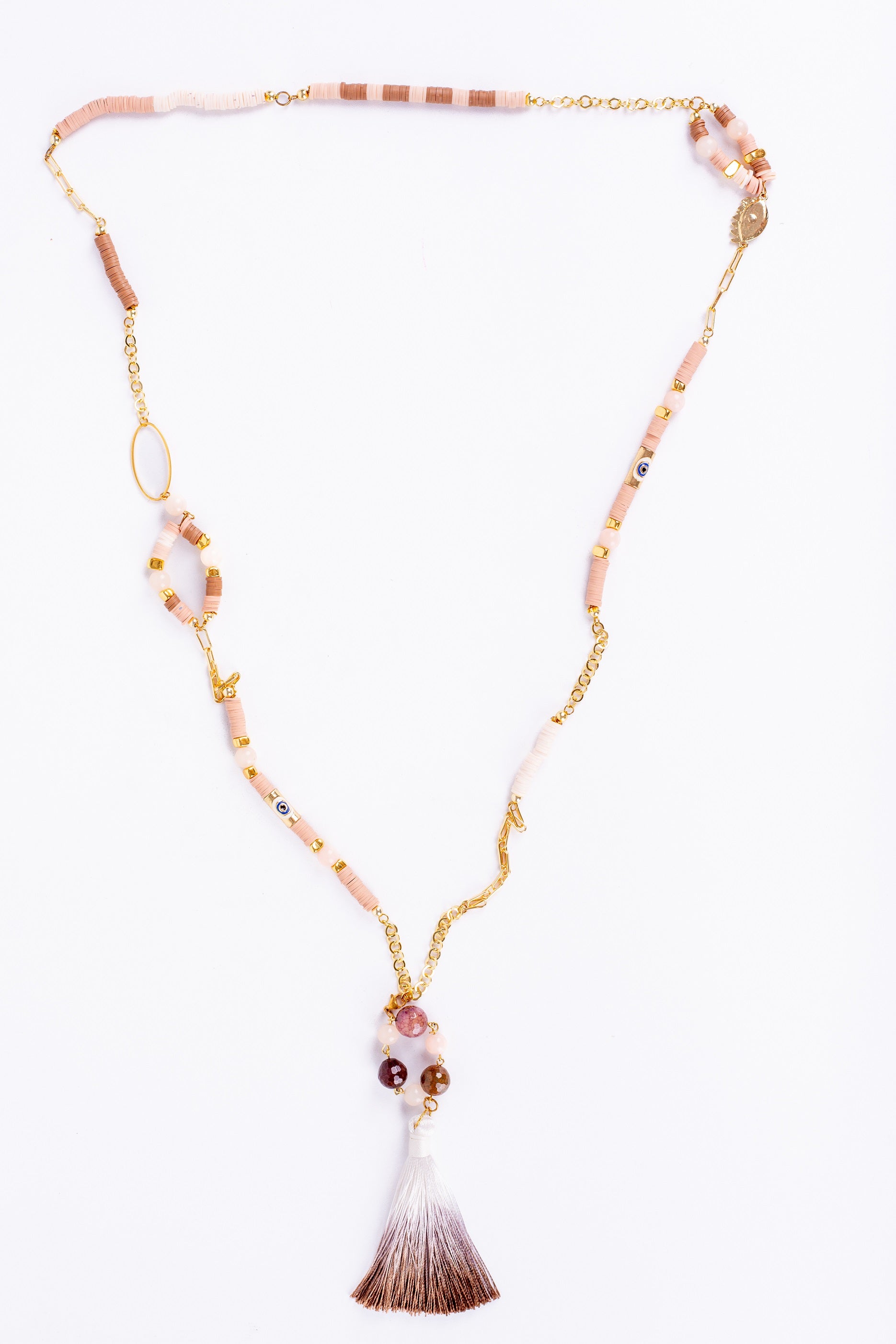 Aura-T Necklace in 
Nude Beige + Brown + Nude Pink