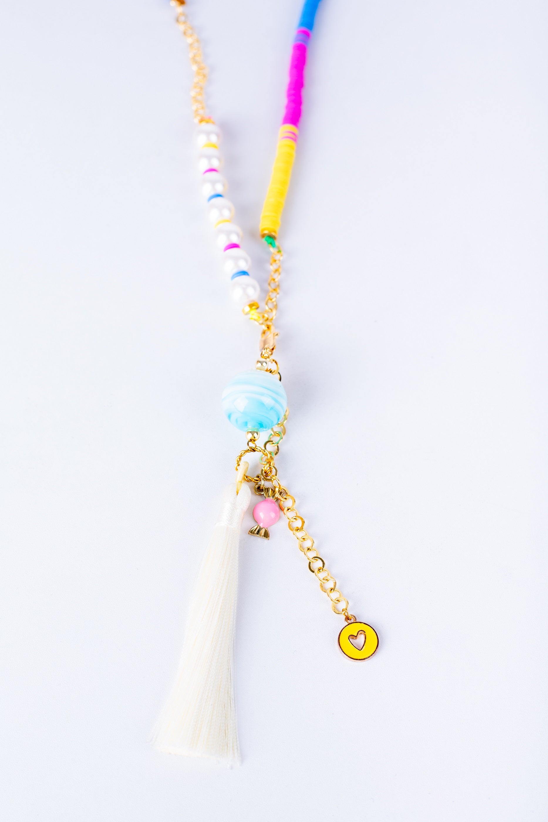 Aura-T Necklace in 
Blue + Yellow + Pink