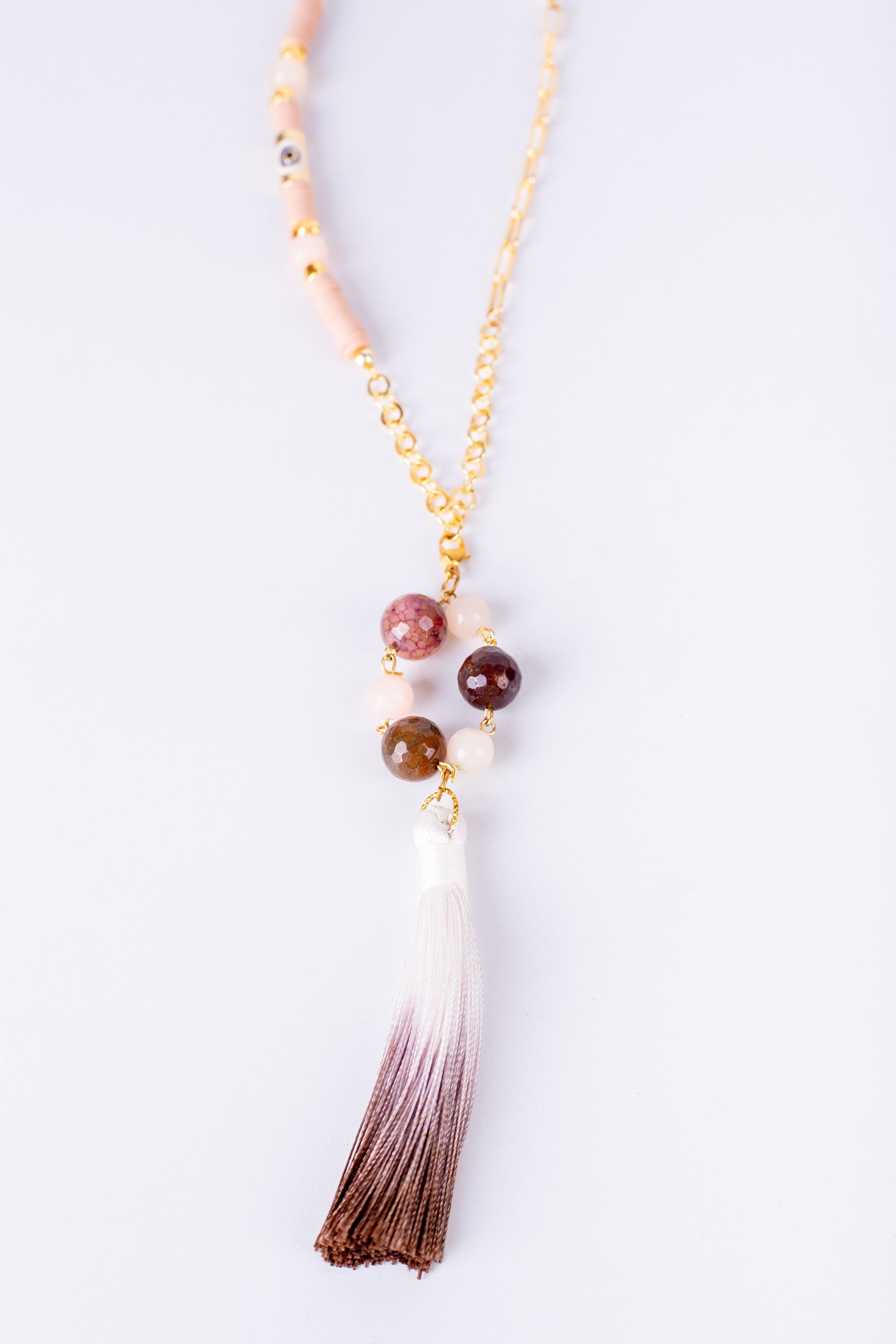 Aura-T Necklace in 
Nude Beige + Brown + Nude Pink