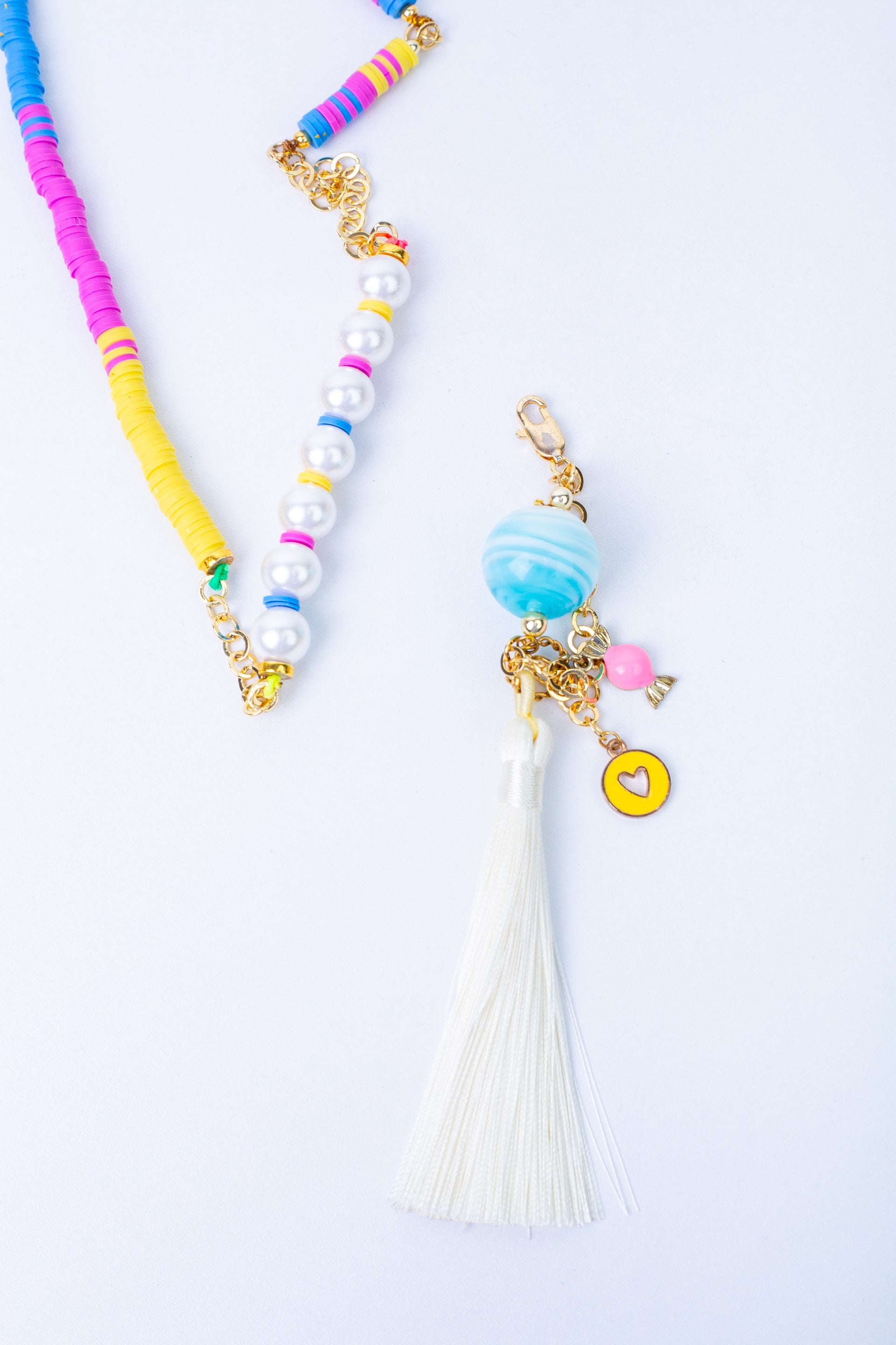 Aura-T Necklace in 
Blue + Yellow + Pink