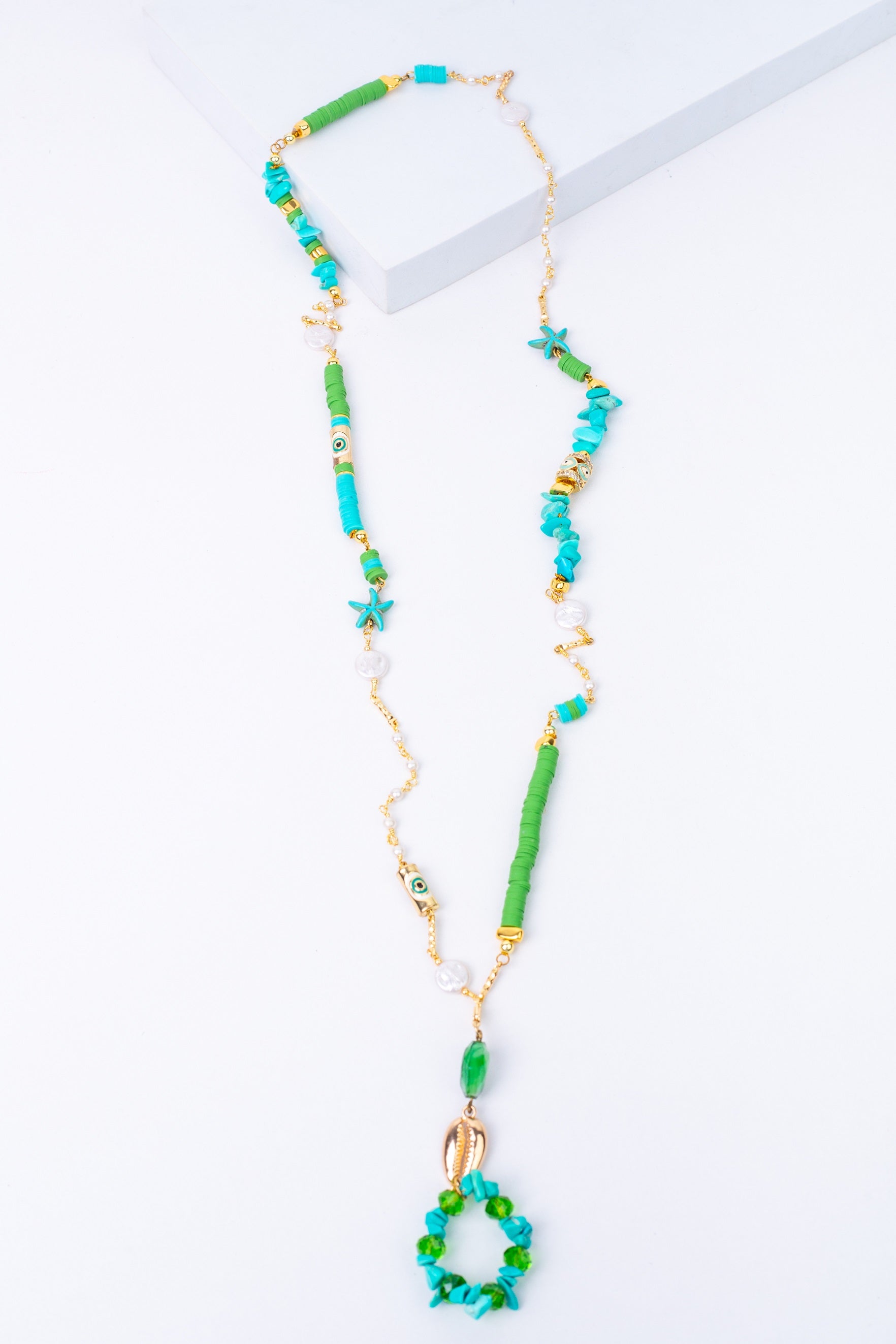 Aura-D Necklace in 
Aqua + Grass green
