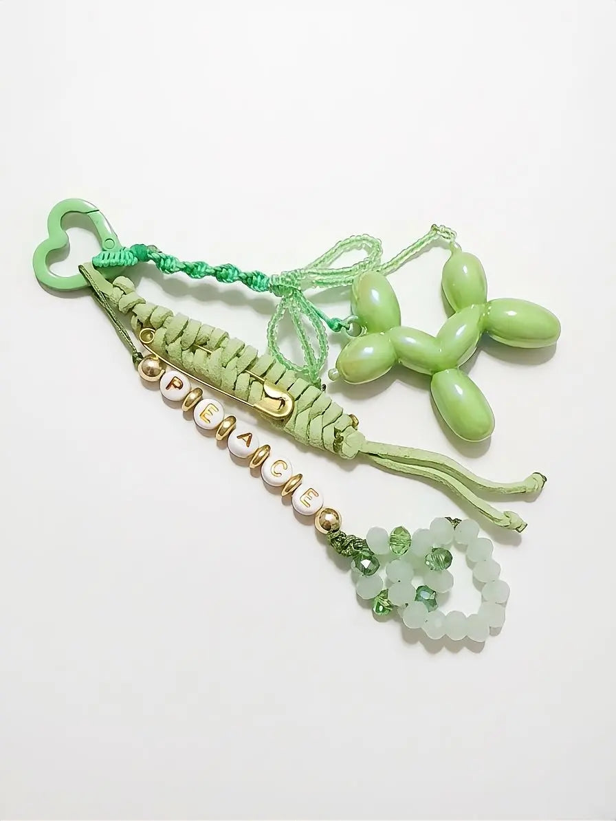 PEACE Bag Charm in Lime Green×Gold