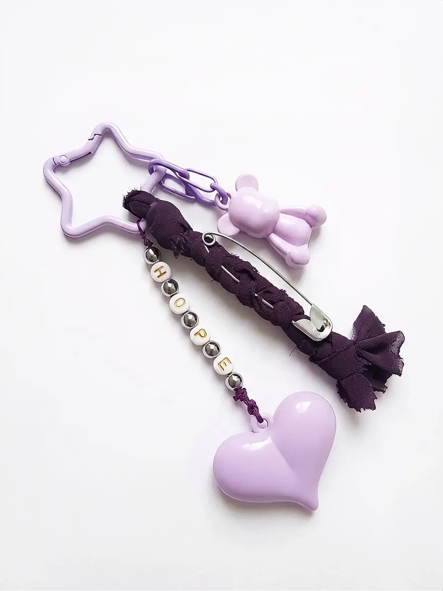 HOPE Bag Charm in Purple and Silver